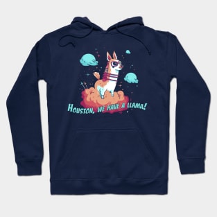 Llama Riding Rocket Through Galaxy T-Shirt Design Hoodie